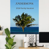 Calm Palm Seascape | Family Name & Trip Year Poster (Heimbüro)