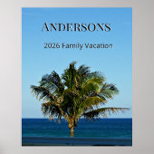 Calm Palm Seascape | Family Name & Trip Year Poster (Vorne)