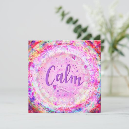 Calm Pink Floral Inspiration Hübsch Dankeskarte (Stehend Vorderseite)
