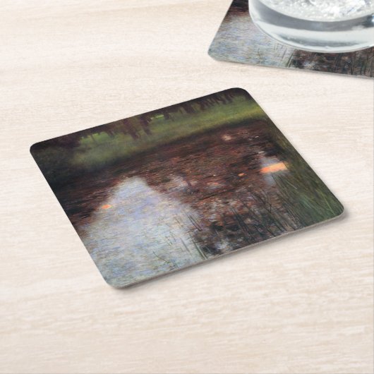 Calm Pond auf Kammerburg, Gustav Klimt Rechteckiger Pappuntersetzer (angewinkelt)