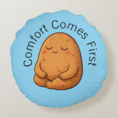 Calm Potato Persona Neutral Minimal Cartoon Art Rundes Kissen (Rückseite)
