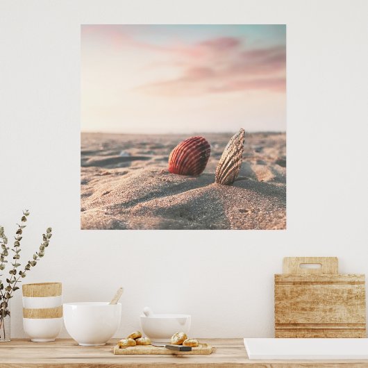 Calm Sand Beach Muschel Ocean Fotoster Poster (Küche)