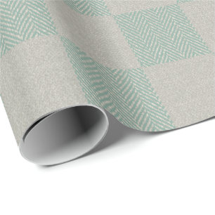 Calm Seafoam Green Grau Kariertes Muster Geschenkpapier