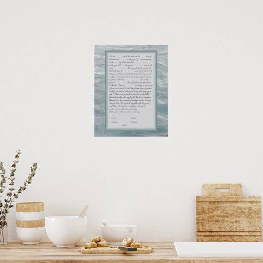 Calm Seas Ketubah mit kanadischem Reformtext Poster (Küche)