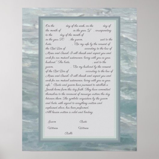 Calm Seas Ketubah mit kanadischem Reformtext Poster (Vorne)