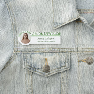 Calm Soft Green Greenerity Round-ID-Foto Namensschild