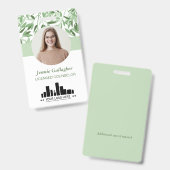 Calm Soft Green Greenery Round-ID-Foto-Logo Ausweis (Front & Back)