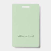 Calm Soft Green Greenery Round-ID-Foto-Logo Ausweis (Back)