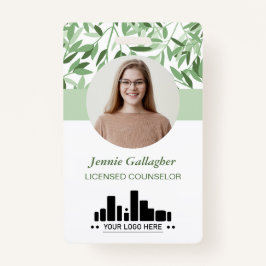 Calm Soft Green Greenery Round-ID-Foto-Logo Ausweis