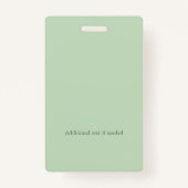 Calm Soft Green Greenery Round-ID-Foto-Logo Ausweis (Rückseite)