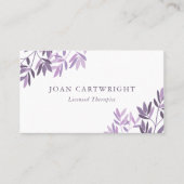 Calm Soft Lila Greenery Blätter - Therapeut Visitenkarte (Vorderseite)