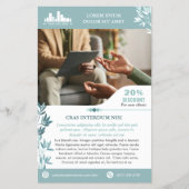 Calm Teal Leaves Wellness Promo Small Business Flyer (Vorne)
