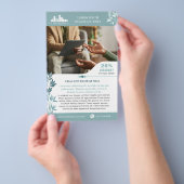 Calm Teal Leaves Wellness Promo Small Business Flyer (Handgriff)