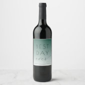 Calm Teal Minimalist Calligraphy Weinetikett (Vorderseite)