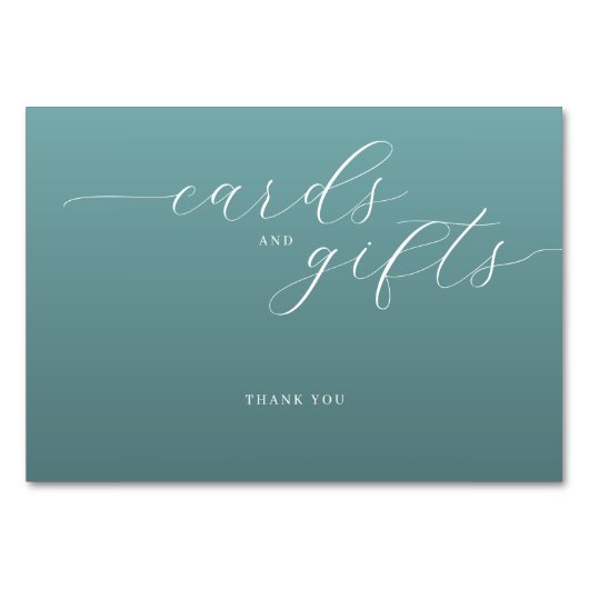 Calm Teal Minimalist Gratitude Sign Tischnummer (Vorderseite)