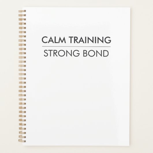CALM TRAINING STRONG BOND – Minimal Dog Training Planer (Vorderseite)