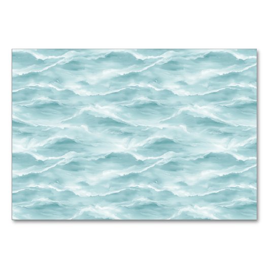 Calm Turquoise Nautical Wave Border Tischnummer (Rückseite)