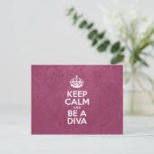 Calm und Be a Diva, rosa Leder, Typografie behalte Postkarte (Stehend Vorderseite)