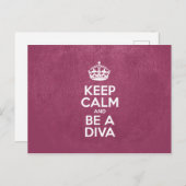 Calm und Be a Diva, rosa Leder, Typografie behalte Postkarte (Vorne/Hinten)