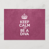 Calm und Be a Diva, rosa Leder, Typografie behalte Postkarte (Vorderseite)