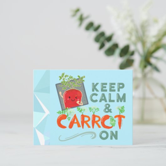 Calm und Carrot behalten | Punny Garden Postkarte (Stehend Vorderseite)
