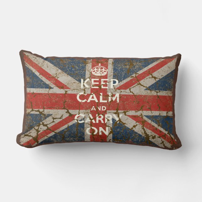 Calm und Carry On unter britischer Flagge behalten Lendenkissen (Vorderseite)