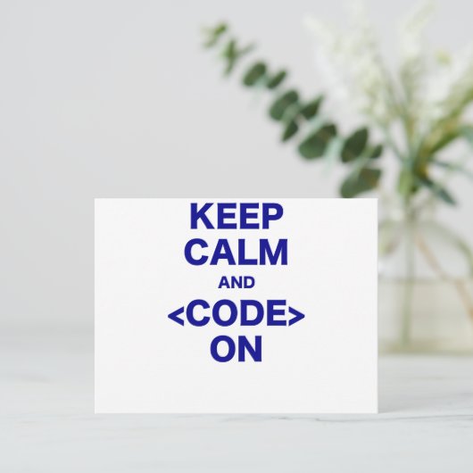 Calm und Code on behalten Postkarte (Stehend Vorderseite)