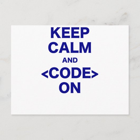 Calm und Code on behalten Postkarte (Vorderseite)