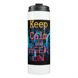 Calm und Geek auf Binärkode behalten Thermosbecher