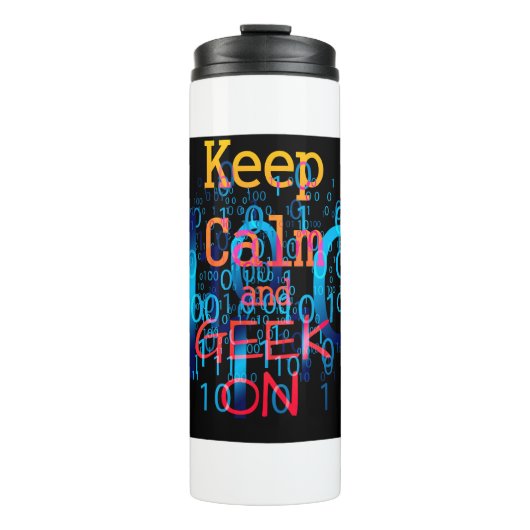 Calm und Geek auf Binärkode behalten Thermosbecher (Vorderseite)