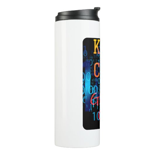 Calm und Geek auf Binärkode behalten Thermosbecher (Nach links gedreht)