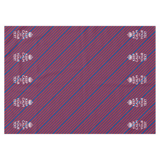 CALM UND Ihr Text auf roten blauen Streifen behalt Tischdecke (Vorderseite (Horizontal))