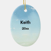 Calm und Kayak mit Namensdatum behalten Keramik Ornament (Hinten)