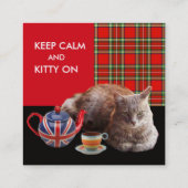"CALM UND KITTY BEHALTEN" CAT TEA-PARTY, ROT TARTA QUADRATISCHE VISITENKARTE (Rückseite)