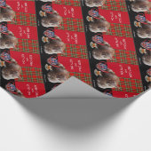 "CALM UND KITTY ON BEHALTEN" ,RED TARTAN,CAT TEE-P GESCHENKPAPIER (Ecke)