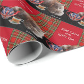 "CALM UND KITTY ON BEHALTEN" ,RED TARTAN,CAT TEE-P GESCHENKPAPIER (Rolleneckpunkt)