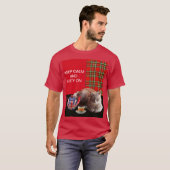 "CALM UND KITTY ON BEHALTEN" ,RED TARTAN,CAT TEE-P T-Shirt (Vorne ganz)
