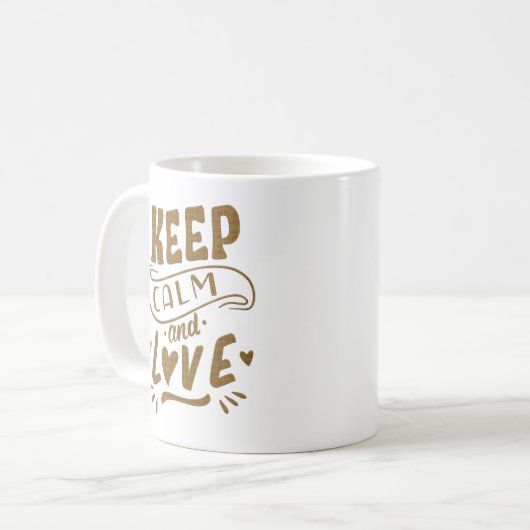 CALM UND LIEBE behalten Kaffeetasse (Vorderseite Links)