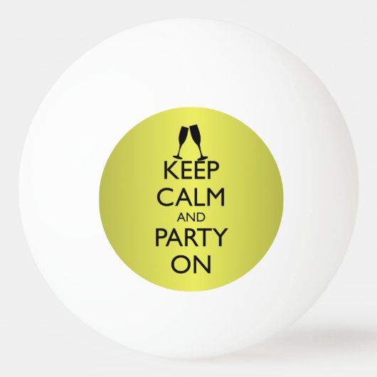 CALM UND PARTY behalten, CHAMPAGNE Tischtennisball (Vorderseite)