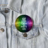 CALM UND PARTY behalten, Rainbow Tinsel Button (Beispiel)