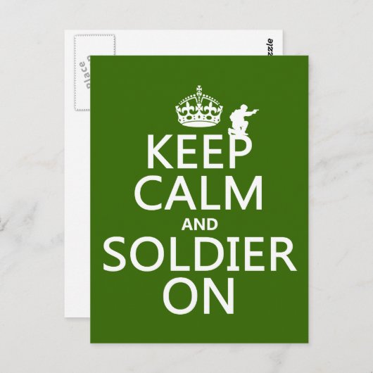 Calm und Soldier On behalten (beliebige Hintergrun Postkarte (Vorne/Hinten)