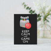 CALM UND SPIEL behalten - Bowling Postkarte (Stehend Vorderseite)