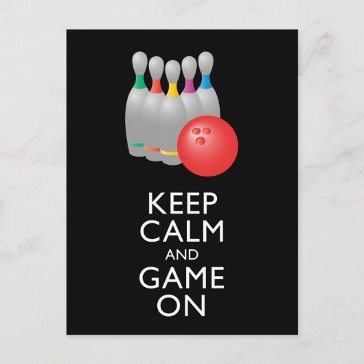 CALM UND SPIEL behalten - Bowling Postkarte (Vorderseite)