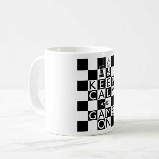 CALM UND SPIEL behalten - Schach Kaffeetasse (Vorderseite Links)