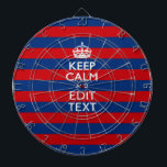 CALM UND Text auf blauen Streifen behalten Dartscheibe<br><div class="desc">Lassen Sie sich von Ihrem personalisierten Behalt-Sprichwort auf diesem feinen, individuellen Geschenk für sich selbst oder für jemanden, der auf Ihrer Liste ist. Das Dekor ist in Rot und Blau gehalten. Humorvoll oder skurril versuchen Sie Ihre kreativen Worte auf den zwei bearbeitbaren Textfeldern, die Sie auf dieser Produktseite sehen. Vergessen...</div>