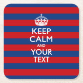 CALM UND Text auf blauen Streifen behalten Rechteckiger Pappuntersetzer (Vorderseite)