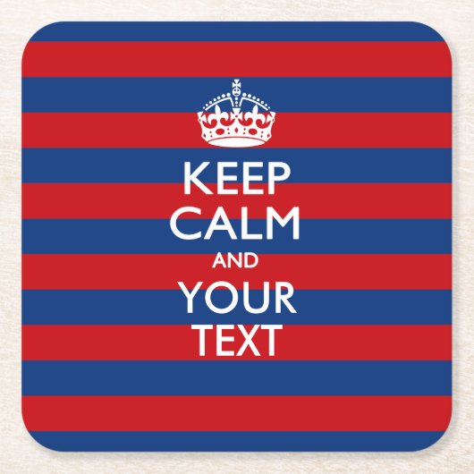 CALM UND Text auf blauen Streifen behalten Rechteckiger Pappuntersetzer (Vorderseite)