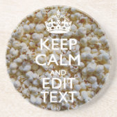 CALM UND Text auf Popcorn-Dekoration behalten Getränkeuntersetzer (Vorne)