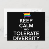 CALM UND TOLERATE DIVERSITY behalten Postkarte (Vorne/Hinten)