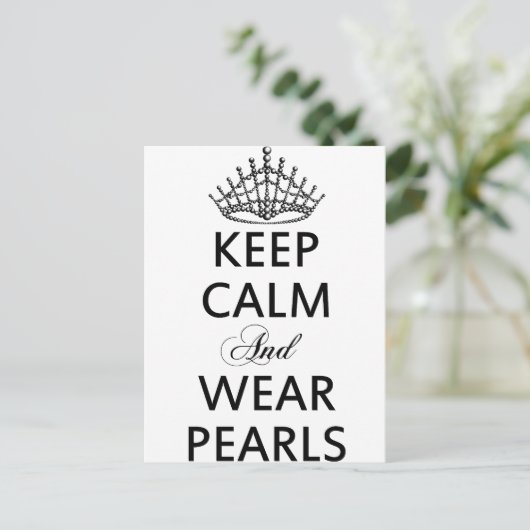 CALM- und WEAR PEARLS-Wörter behalten Postkarte (Stehend Vorderseite)